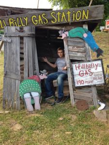 My cousin’s son, Brock Thompson, at the Hillbilly Gas Station. Photo by Karen Cox.