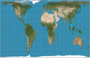 The world on Gall–Peters projection. Image by Daniel R. Strebe on 15 August 2011. 