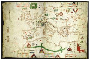 Portolan chart made by Genoese cartographer Albino de Canepa in1489