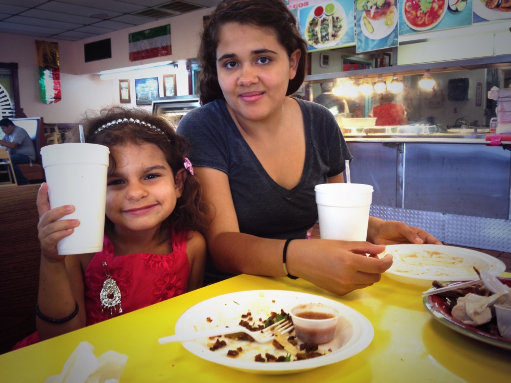 Lydia Enjoys Los Molcajetes With Family Friend Flora Jacobs. Photo by Malinda Maynor Lowery