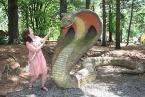 Dinosaur Land with Tara and a snake