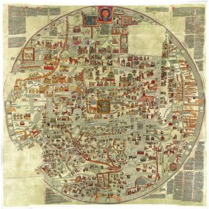13th century Mappa Mundi or world map by Gervase of Ebstorf