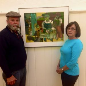 Wes and Missy with "The Family" by Romare Bearden