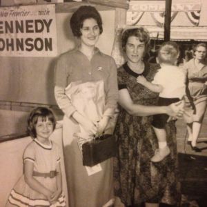 Sally Greene, Lynda Bird Johnson, Sarah Greene carrying Russ Greene, taken in October 1960, in Gilmer, Texas, by Ray Greene