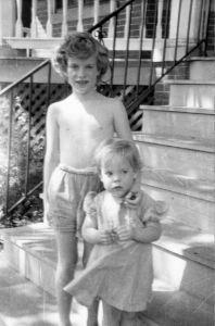 Martha and Mary on their front porch on High Street circa 1955.